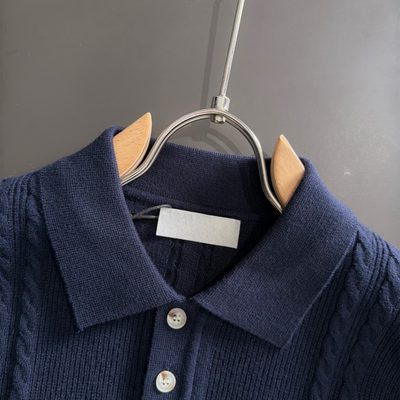 Burberry long-sleeve cable-knit polo sweater — 5