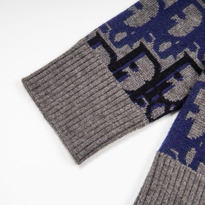 Dior Oblique Sweater in Blue Wool Jacquard — 3