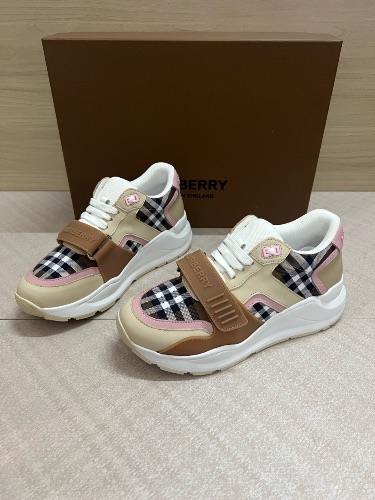 Burberry Check Cotton and Leather Sneakers — 3