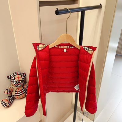 Burberry Kids Checker-tape Nylon Hooded Puffer Jacket — 7