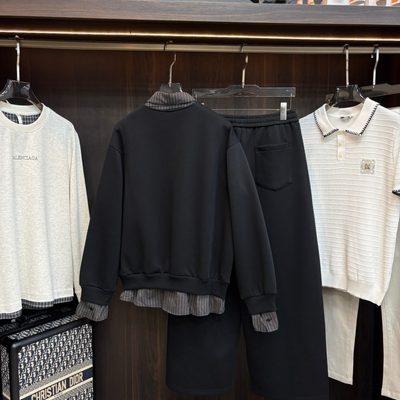 Balenciaga black long-sleeve polo-collar sweatshirt and relaxed-fit trousers — 6