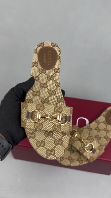 Gucci Siaga beige and dark brown GG monogram canvas sandals — 5
