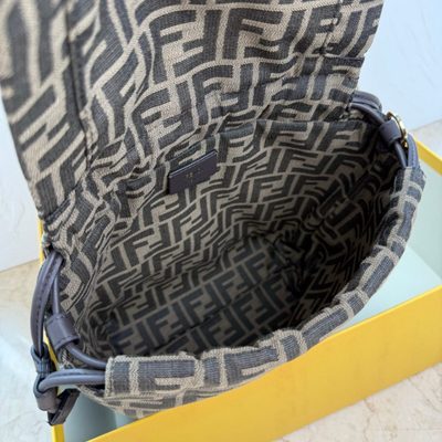 Fendi Brown FF Jacquard Fabric Backpack (T) — 7