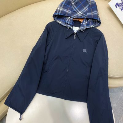 Burberry Cropped Reversible Check Hooded Jacket — 7