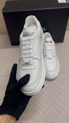 Chanel 23A White Calfskin Leather Trainers — 5