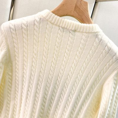 Prada black cable-knit crewneck sweater — 4