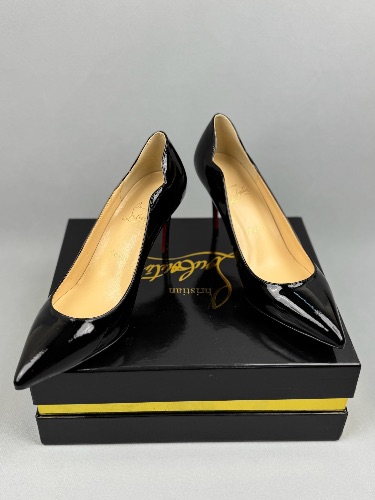 Christian Louboutin black patent leather Hot Chick pumps — 4