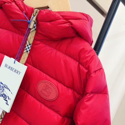 Burberry Kids Checker-tape Nylon Hooded Puffer Jacket — 3