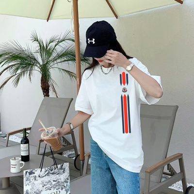 Moncler embroidered tricolor logo cotton T-shirt — 9