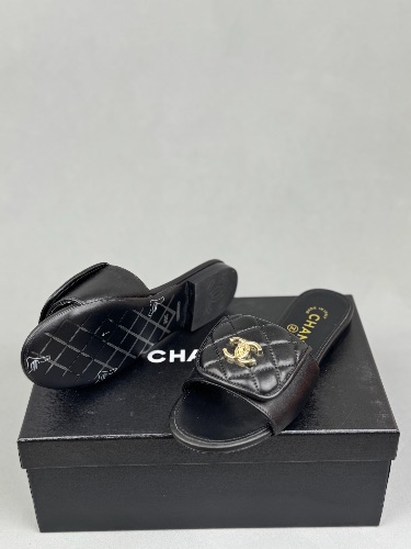 Chanel quilted lambskin leather mules