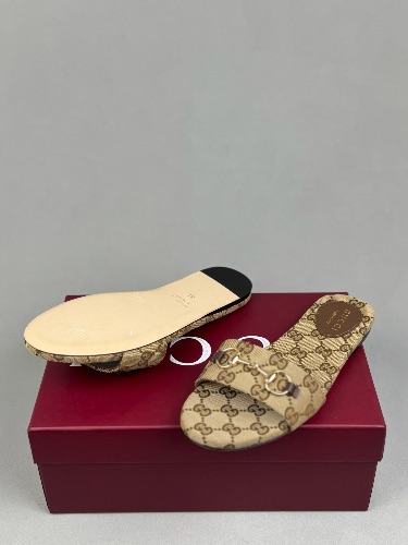 Gucci Siaga beige and dark brown GG monogram canvas sandals