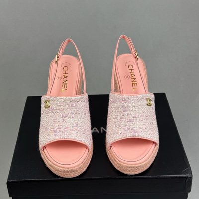 Chanel tweed wedge sandals — 3