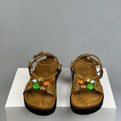 Loewe Paula's Ibiza Pebble Beads leather sandals in brown — 3