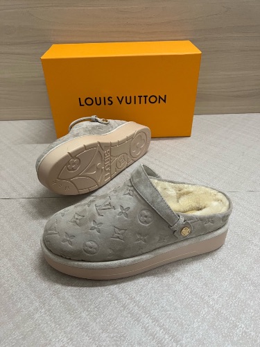 Louis Vuitton Aspen Platform Mules in beige suede