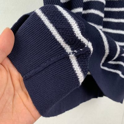 Ralph Lauren navy and white striped cotton-linen polo — 9
