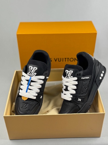 Louis Vuitton trainers in black monogram-embossed grained calf leather