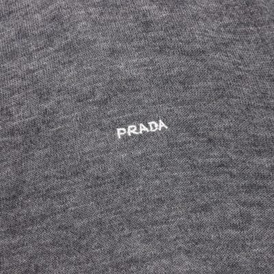 Prada fine-knit anthracite grey virgin wool V-neck cardigan — 4
