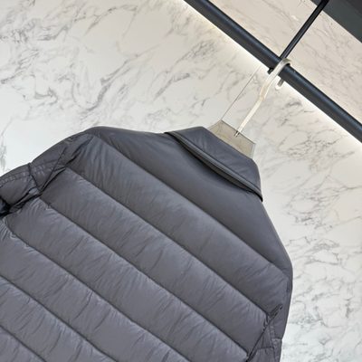 Moncler ivory-colored Moncler down-filled snap-front shirt jacket with dual chest flap pockets — 9