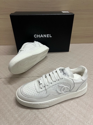 Chanel 23A White Calfskin Leather Trainers
