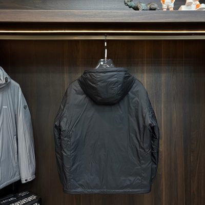 Prada men's black Re-Nylon or technical hooded jacket — 5