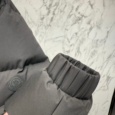 Moncler black Avioth or Bretagne hooded mid-length down jacket — 6