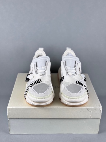 Balmain x Dogpound white leather and knit B-Bold low-top sneakers — 4