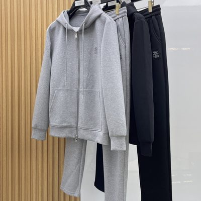 Brunello Cucinelli zip-up hoodie and matching sweatpants set — 13