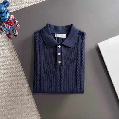 Burberry long-sleeve cable-knit polo sweater — 8