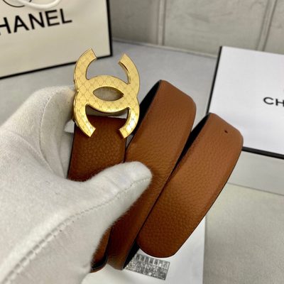 Chanel brown leather belt featuring a silver-tone logo buckle — 6