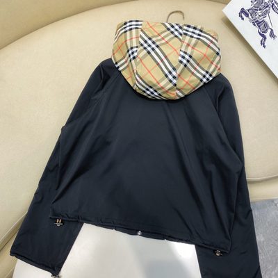 Burberry Cropped Reversible Check Hooded Jacket — 9