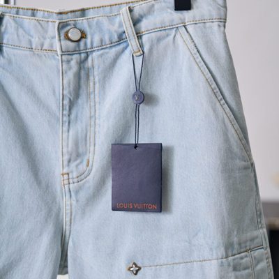 Louis Vuitton Signature Embroidered Denim Workwear Shorts — 5
