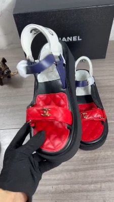 Chanel Lambskin Logo Platform Sandals — 5