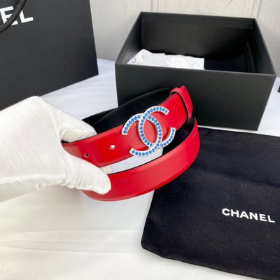CHANEL Red Patent Leather CC Logo Belt — 5