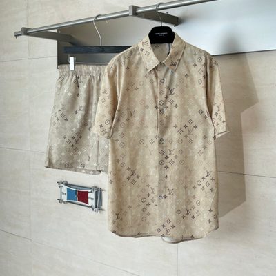 Louis Vuitton beige Monogram short-sleeved shirt — 4