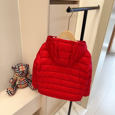 Burberry Kids Checker-tape Nylon Hooded Puffer Jacket — 6