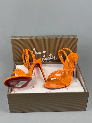 Christian Louboutin orange Mafaldina Spikes 100 sandals