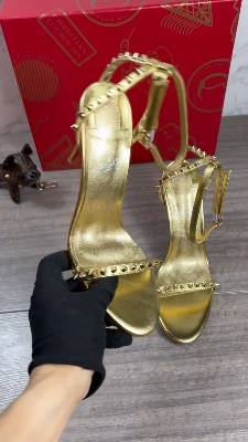 Christian Louboutin gold metallic kid leather So Me 100 sandals — 5