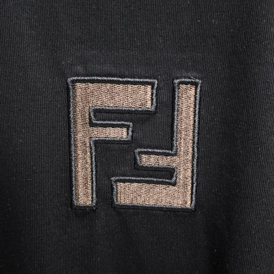 Fendi Men's Black Cotton Jacquard Patch T-shirt — 4