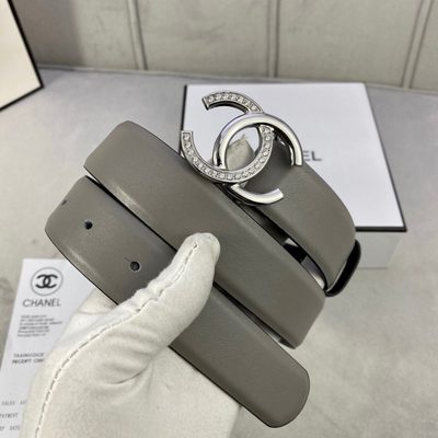 Chanel leather belt features a signature CC logo buckle — 5