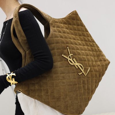 Saint Laurent Icare Medium Quilted Suede Tote Bag — 4
