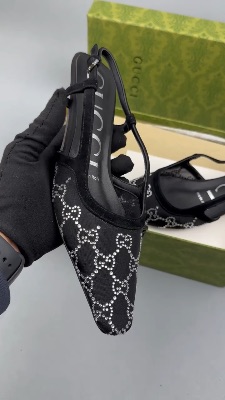Gucci Women's GG crystal slingback pumps — 5