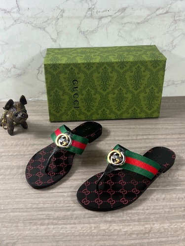 Gucci Kika Interlocking GG Web Stripe Flat Thong Sandals — 3