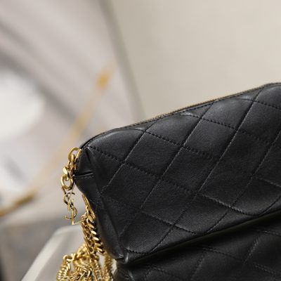 Saint Laurent Cassandre Bijou quilted textured-leather pouch — 3