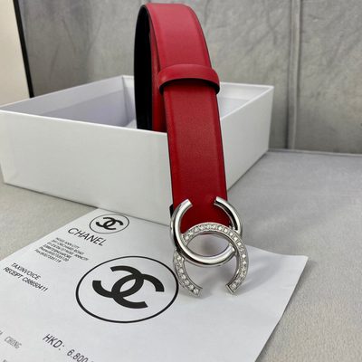 Chanel leather belt features a distinctive silver CC logo buckle — 4