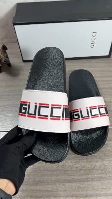 Gucci Stripe Rubber Slide Sandals — 5