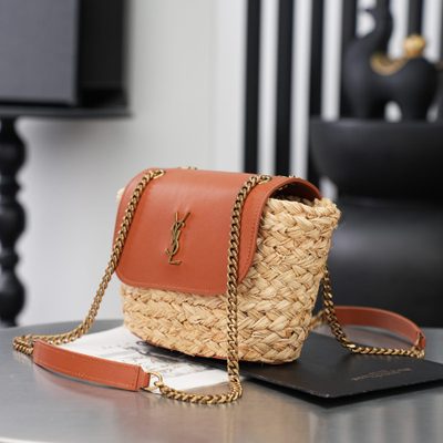 Saint Laurent Manon Mini Raffia and Leather Shoulder Bag — 5