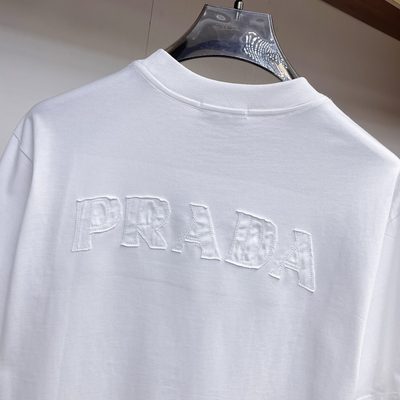 Prada white triangle-logo cotton T-shirt — 9