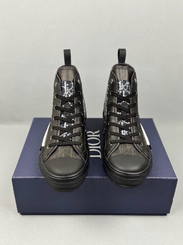 Dior B23 high-top sneakers in black canvas oblique — 3