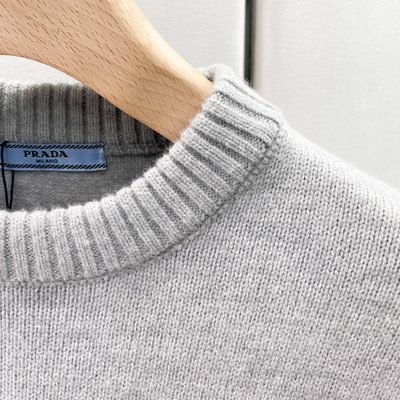 Prada light gray crew-neck knit sweater — 4