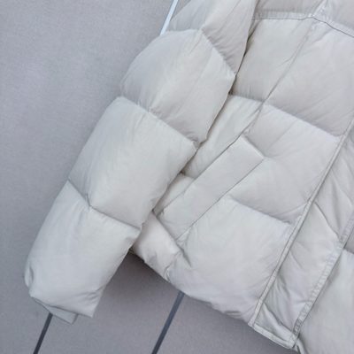 Prada white Re-Nylon cropped down puffer jacket — 6